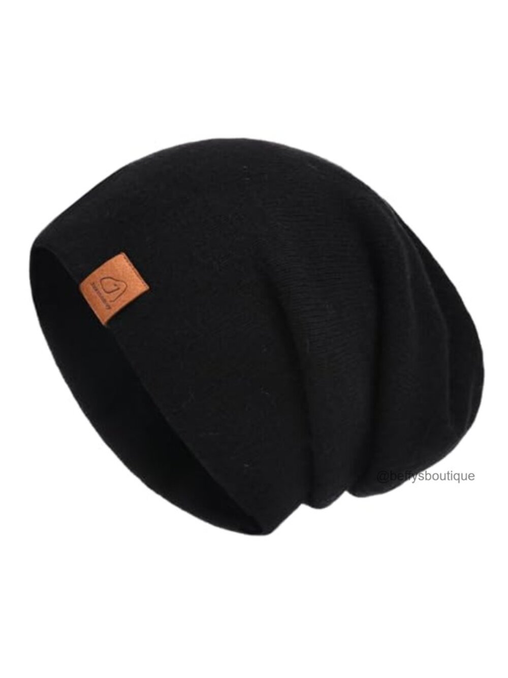Slouchy Knit Beanie Reversible Cuffed Skull Cap Angora Blend Winter Hat